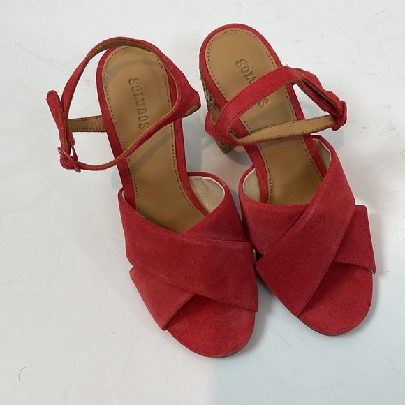 SOLUDOS OLIVIA WOVEN BLOCK HEEL CHERRY NEW - Picture 3 of 5